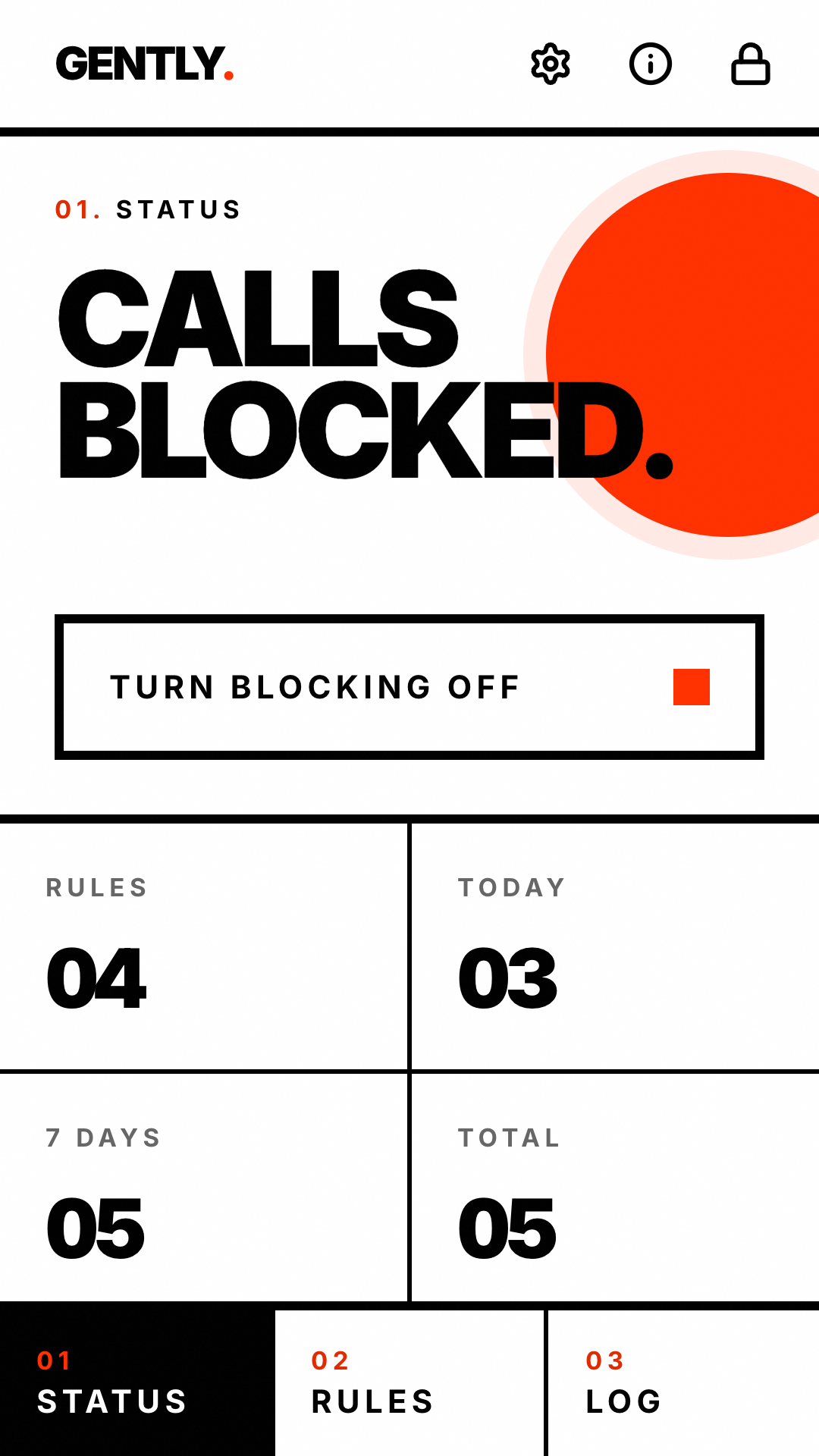 Status screen with blocking on